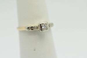 1940s Diamond Engagement Ring 12K Yellow Gold  