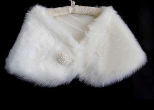 Ivory Faux Fur Stole Wrap Wedding Bridal Coat/Shawl New  