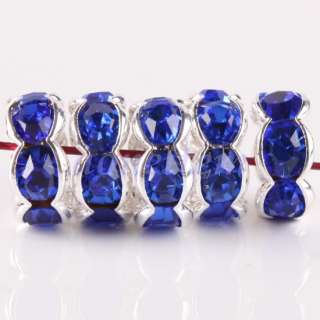 Deep Blue Crystal Rhinestone Spacer Beads Findings 20PC  
