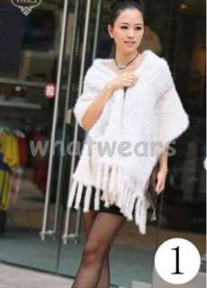 Womens Luxury Mink Fur Collar Shawl Winter Coat 7Colors Black P16 