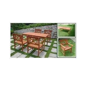  5 Piece Balthazar Wood Rectangular Table & Armchairs 
