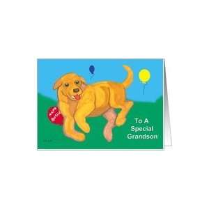  Grandson Birthday Yellow Lab Pup Card Toys & Games