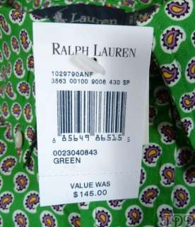 NWT $145 Polo Ralph Lauren Mens Green Paisley Shirt NEW  