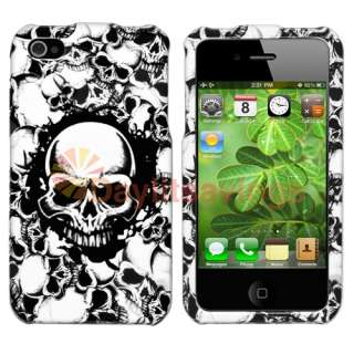 White Skull Clip On Rubber Hard Skin Case Cover For Apple iPhone 4 4S 