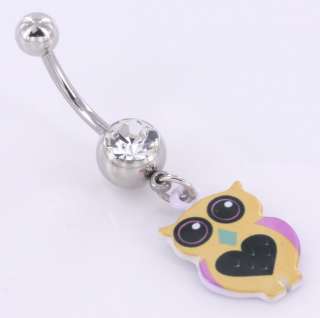 14g 10g LOVE ME OWL Belly Button Jewelry  