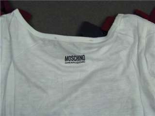 New Moschino Womens Bow T Shirt Sz.40 White 1578#  