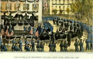 OLD PRINT FUNERAL PRESIDENT LINCOLNs DEATH NEW YORK  