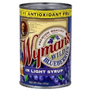  Wymans, Blueberries Wild In Syrup, 15 OZ (Pack of 12 