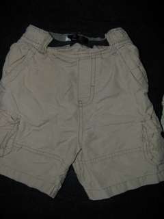 Boys Used Shorts Lot 3 Green Khaki Beige Adjust Waist Cargo Play GUC 