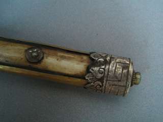 Old Tibet Tibetan Silver Armored Bone Ax Phurpa Dagger  
