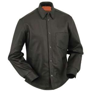   Manufacturing Mens Leather Concealment Shirt (Black, XXXXX Large