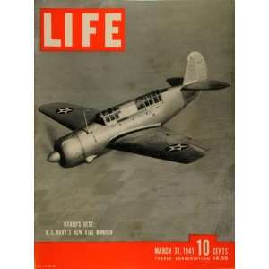  1941 Cover LIFE WWII US Navy Dive Bomber Warplane Curtiss 