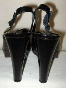 STUART WEITZMAN Black Patent Platform Sandal Shoes 9.5  