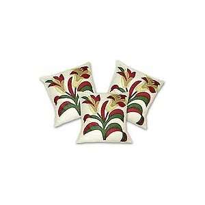  Silk cushion covers, Floral Image (set of 3)
