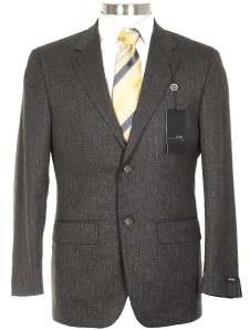 425 Alfani Mens 36S Dark Taupe Twill Tonal Pinstriped Wool Suit 
