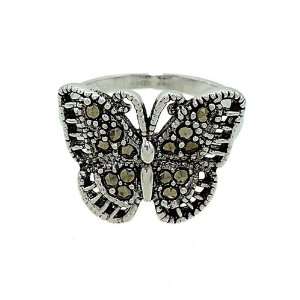    Delicate Butterfly Ring with Genuine Marcasite Size 5 Jewelry