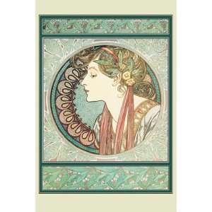 Womans Profile   Poster by Alphonse Mucha (12x18)