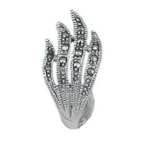    Silverflake  Feather Flame Marcasite Slider Pendant Jewelry