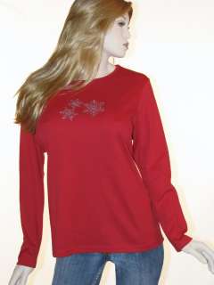 Womens RED SNOWFLAKE CHRISTMAS Plus Size TOP 1X 14/16  