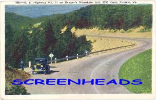 1930s Pulaski Va. DRAPERS MOUNTAIN HGWY.US 11 Postcard  