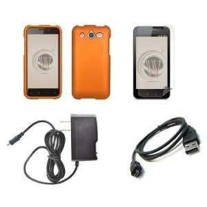 Huawei Mercury (Cricket) Premium Combo Pack   Orange Rubberized Shield 