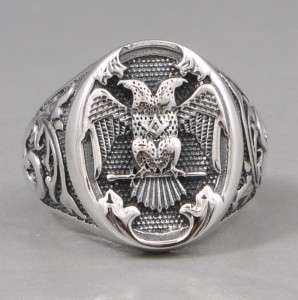 DOUBLE HEADED EAGLE 925 STERLING SILVER MENS RING S 10  