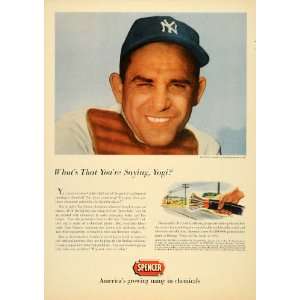  1954 Ad Yogi Berra Yankees Spalding Spencer Chemicals 