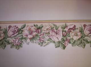 Laser Cut Dark Pink Flowered Wallpaper Border by Sunworthy
