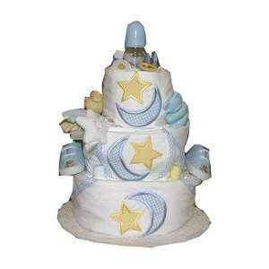  3 Tier Blue Moon and Stars Baby Diaper Cake Baby
