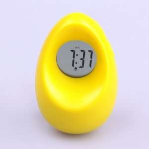   Cell Powered Egg Shaped LCD Display Alarm Clock Yellow