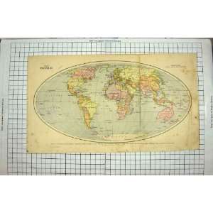  BACON MAP 1894 ATLAS WORLD MOLLWEIDES PROJECTION