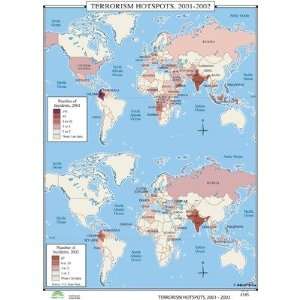  World History Wall Maps   Terrorism Hot Spots 2001 2002 