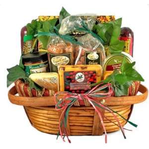 Cheese and Sausage Gourmet Snack Food Basket with Cutting Board 