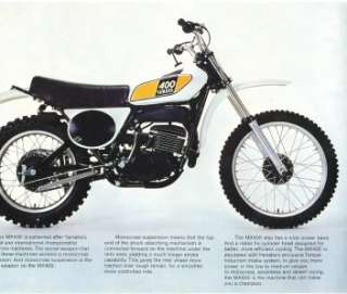 YAMAHA MX 400 MOTORCYCLE SALES BROCHURE 1975 USA Spec  
