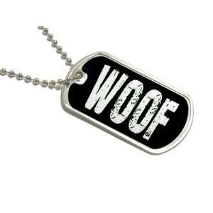  Woof   Military Dog Tag Keychain Automotive