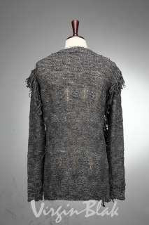 vb HOMME Grunge Fringe Knit Sweater BLACK, DARK GRAY 3WM  