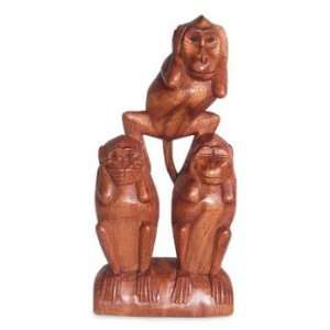  Wood statuette, Monkey Acrobats