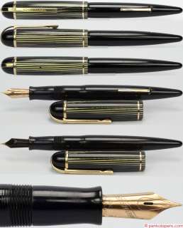 EVERSHARP Skyline Black & Silver/Green lined lever filling pen 1940s 