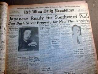 29 1937 headline newspapers JAPAN   CHINA WAR BEGINS Shanghai & Bejing 