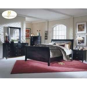  Portofino Bedroom Set w/ Leather Bed & Wood Rails by 