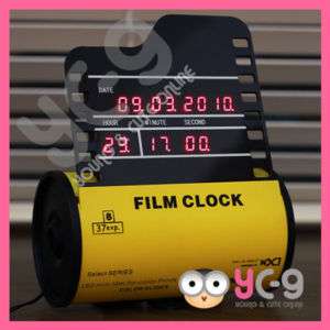 Camera Movie Film LED Calendar Modern Desk Table Clock  