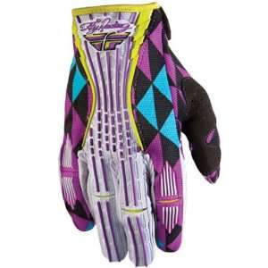  2012 FLY RACING GIRLS KINETIC GLOVES (LARGE) (PURPLE/TEAL 