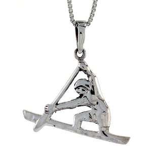 925 Sterling Silver Boatman Pendant (w/ 18 Silver Chain), 1 1/16 inch 