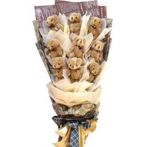  Nine Teddy Bears Cartoon Bouquet (Valentines Day Gift 