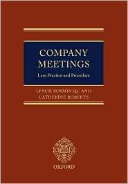 Company Meetings Law, Practice and Procedure, (0199214549), Leslie 