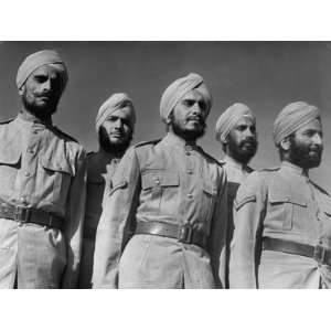 Portrait of Sikh Soldiers at Indian Army Camp in the Desert Near the 