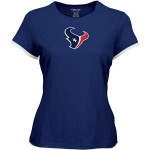  Houston Texans Womens Navy Frosted Logo Cap Sleeve Tissue 