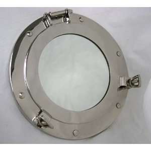  9 Brass Porthole Mirror with Nickel Plated Finish 