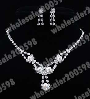   necklace length 20 19cm earring length 22mm rhinestone imitate pearl