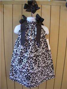 Pillowcase Dress black/white size 3 6 9 12 18 24 month 2 3 4T 5 6 with 